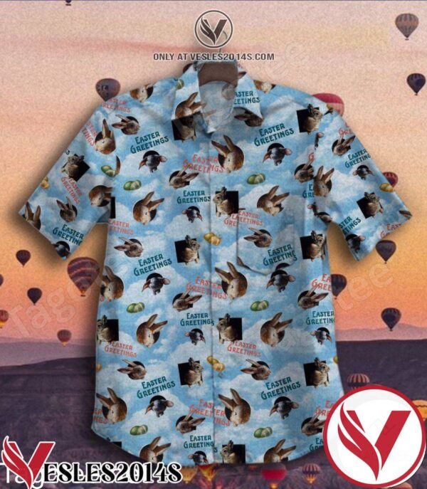 Easter Greetings Blue Sky Hawaiian Shirt, Unique Gifts For Friends - Vesles2014S 1