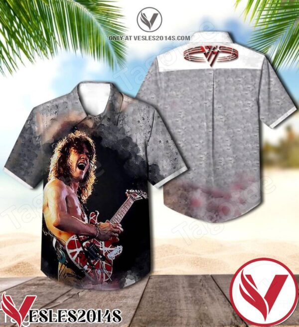 Eddie Van Halen With Guitar Hawaiian Shirt, Unique Gifts For Friends - Vesles2014S 1