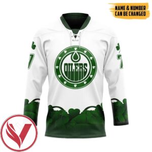 Edmonton Oilers 2022 St Patrick Day Custom Name Custom Number Hockey Jersey, Trending Gifts For Fans - Vesles2014s 1