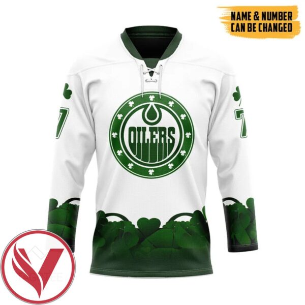 Edmonton Oilers 2022 St Patrick Day Custom Name Custom Number Hockey Jersey, Trending Gifts For Fans - Vesles2014s 1