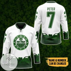 Edmonton Oilers 2022 St Patrick Day Custom Name Custom Number Hockey Jersey, Trending Gifts For Fans - Vesles2014s 4
