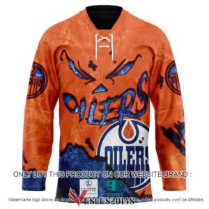 Edmonton Oilers Blood Personalized Hockey Jersey Shirt, Trending Gifts For Fans - Vesles2014s