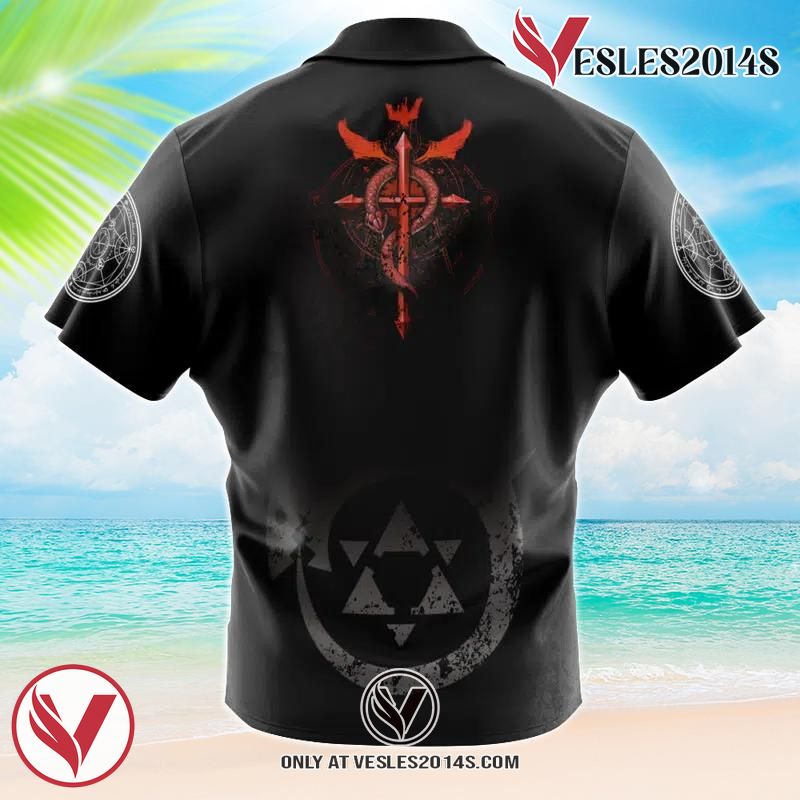 Edward Elric V2 Fullmetal Alchemist Hawaiian Button Up Shirt, Perfect Gifts For Anime Lovers - Vesles2014S 1