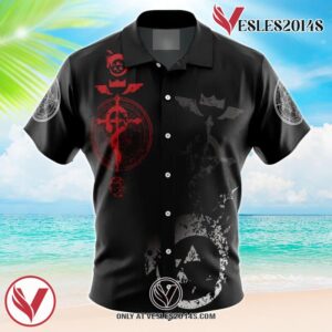 Edward Elric V2 Fullmetal Alchemist Hawaiian Button Up Shirt, Perfect Gifts For Anime Lovers - Vesles2014S