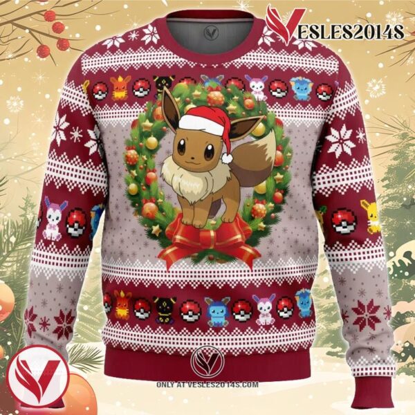Eevee Christmas Pokemon Ugly Christmas Sweater, Unique Christmas Gift For Fans - Vesles2014S