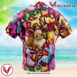 Eevee Evolutions Pokemon Hawaiian Button Up Shirt, Perfect Gifts For Anime Lovers - Vesles2014S 1