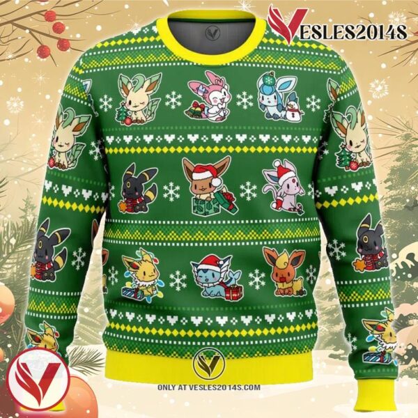 Eevee Merry Christmas Pokemon Ugly Christmas Sweater, Unique Christmas Gift For Fans - Vesles2014S