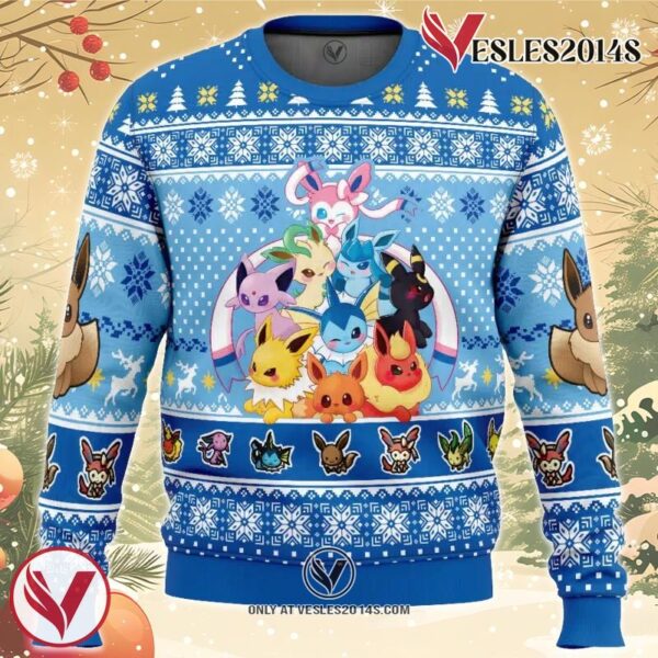 Eeveelution Pokemon Ugly Christmas Sweater, Unique Christmas Gift For Fans - Vesles2014S