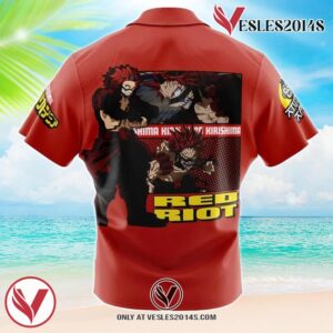 Eijiro Kirishima (Red Riot) My Hero Academia Hawaiian Button Up Shirt, Perfect Gifts For Anime Lovers - Vesles2014S 1