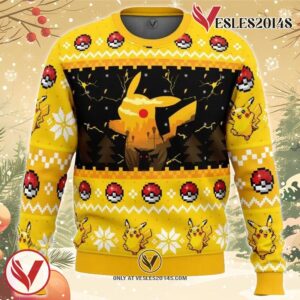 Electric Monster Pokemon Ugly Christmas Sweater, Unique Christmas Gift For Fans - Vesles2014S