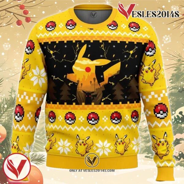 Electric Monster Pokemon Ugly Christmas Sweater, Unique Christmas Gift For Fans - Vesles2014S