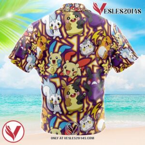 Electric Rodent Type Pokemon Pokemon Hawaiian Button Up Shirt, Perfect Gifts For Anime Lovers - Vesles2014S 1