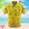 Electric Type Pattern Pokemon Hawaiian Button Up Shirt, Perfect Gifts For Anime Lovers - Vesles2014S