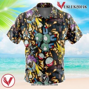 Electric Type Pokemon Pokemon Hawaiian Button Up Shirt, Perfect Gifts For Anime Lovers - Vesles2014S