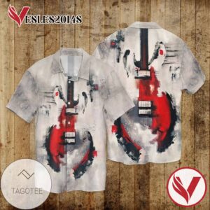 Electric guitar For Men And Women Graphic Print Short Sleeve Hawaiian Casual Shirt Vesles2014S 1