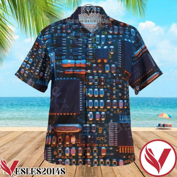 Electronic Printed Circuit Board Hawaiian Shirt, Unique Gifts For Friends - Vesles2014S 1