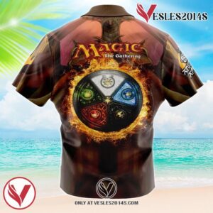 Elements of Magic the Gathering Hawaiian Button Up Shirt, Perfect Gifts For Anime Lovers - Vesles2014S 1