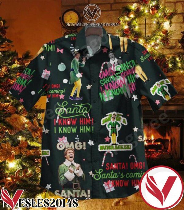 Elf Will Ferrell Omg Santa I Know Him Dark Green Hawaiian Shirt, Unique Gifts For Friends - Vesles2014S 1