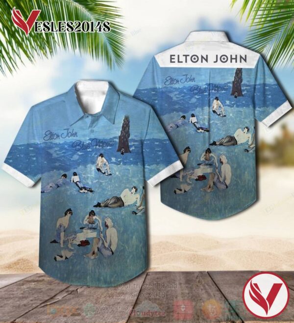 Elton John Blue Moves Album Hawaiian Shirt, Best Gift For Music Lovers Vesles2014S