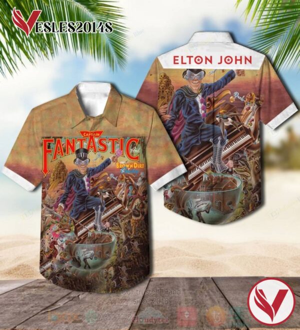 Elton John Captain Fantastic and The Brown Dirt Cowboy Album Hawaiian Shirt, Best Gift For Music Lovers Vesles2014S