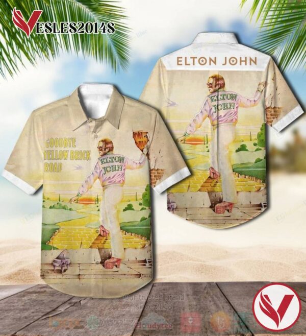 Elton John Goodbye Yellow Brick Road Album Hawaiian Shirt, Best Gift For Music Lovers Vesles2014S
