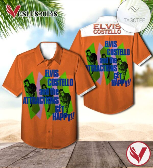Elvis Costello And The Attractions Get Happy Album Cover Hawaiian Shirt, Best Gift For Music Lovers Vesles2014S