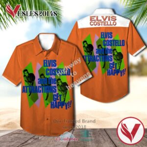 Elvis Costello Get Happy Casual Hawaiian Shirt, Best Gifts For Summer Vesles2014S