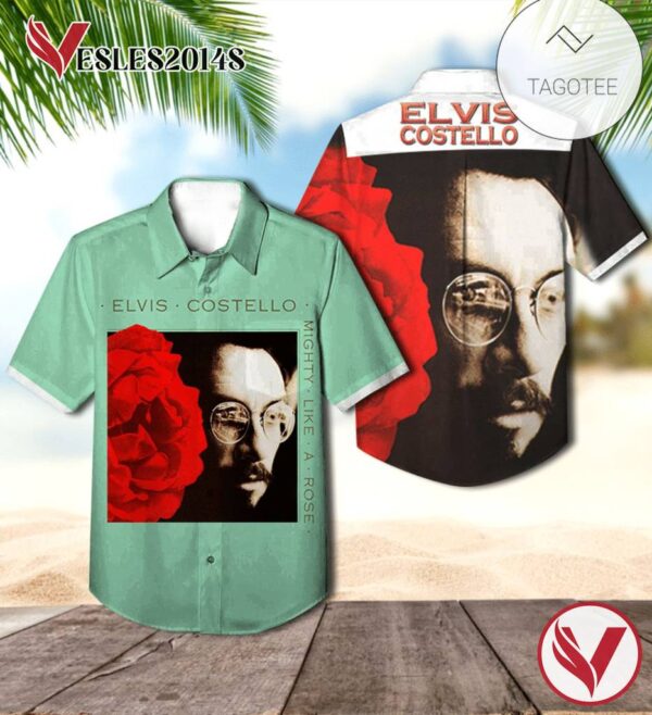 Elvis Costello Mighty Like A Rose Album Cover Hawaiian Shirt, Best Gift For Music Lovers Vesles2014S