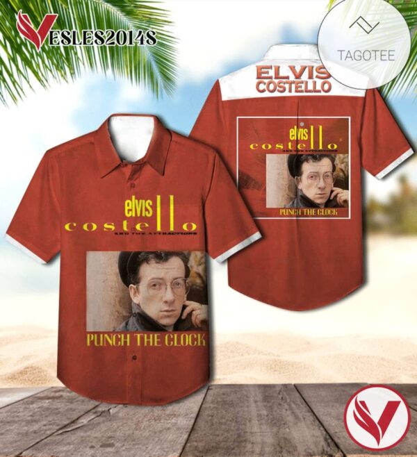 Elvis Costello Punch The Clock Album Cover Hawaiian Shirt, Best Gift For Music Lovers Vesles2014S