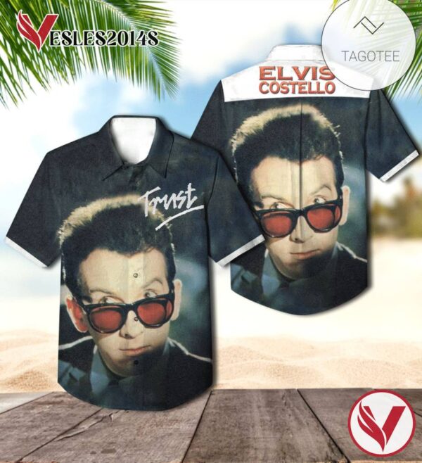 Elvis Costello Trust Album Cover Hawaiian Shirt, Best Gift For Music Lovers Vesles2014S