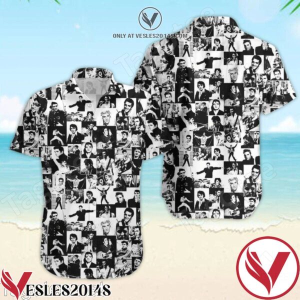 Elvis Presley Black And White Hawaiian Shirt And Short, Unique Gifts For Friends - Vesles2014S 1