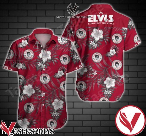 Elvis Presley Grey Tropical Floral Red Hawaiian Shirt, Unique Gifts For Friends - Vesles2014S 1