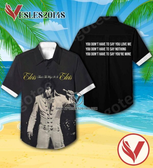 Elvis Presley That’s The Way It Is Album Cover Black Hawaiian Shirt, Unique Gifts For Music Lovers - Vesles2014S