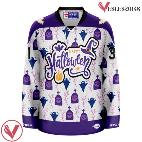Emblazoned Ghosts Halloween Holiday Hockey Jersey - Vesles2014S 2