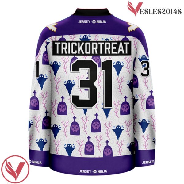 Emblazoned Ghosts Halloween Holiday Hockey Jersey - Vesles2014S 3