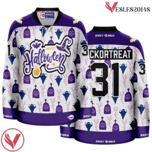 Emblazoned Ghosts Halloween Holiday Hockey Jersey - Vesles2014S