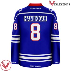 Emblazoned Menorah Hanukkah Holiday Hockey Jersey - Vesles2014S 3