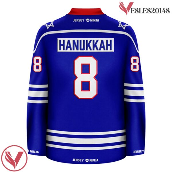 Emblazoned Menorah Hanukkah Holiday Hockey Jersey - Vesles2014S 3
