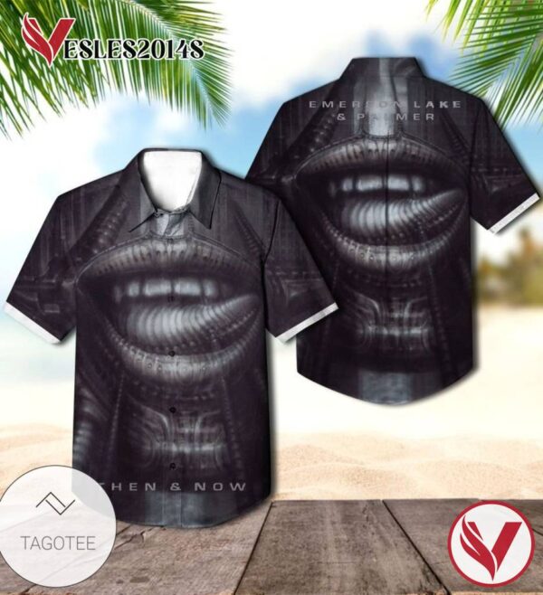 Emerson Lake And Palmer Then And Now Album Cover Hawaiian Shirt, Best Gift For Music Lovers Vesles2014S