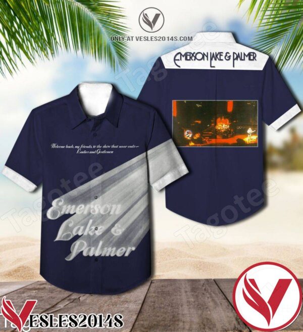 Emerson Lake And Palmer Welcome Back My Friends To The Show That Never Ends Navy Hawaiian Shirt, Unique Gifts For Friends - Vesles2014S 1