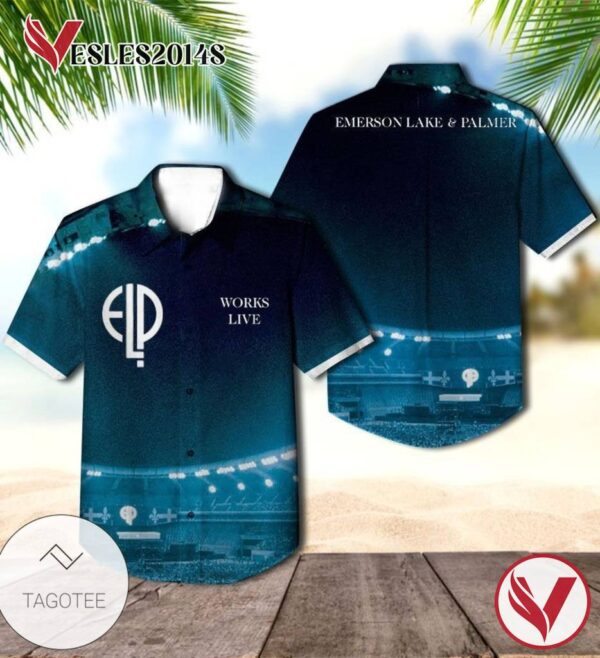 Emerson Lake And Palmer Works Live Album Cover Hawaiian Shirt, Best Gift For Music Lovers Vesles2014S