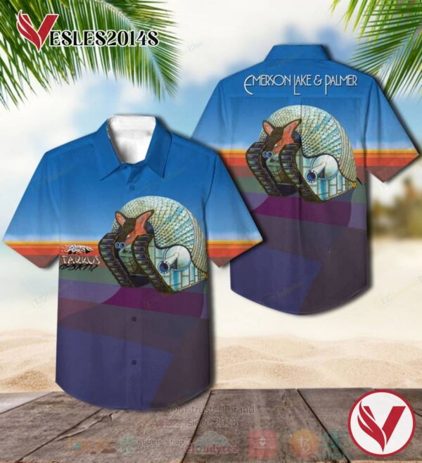 Emerson, Lake & Palmer Tarkus Blue Album Hawaiian Shirt, Best Gift For Music Lovers Vesles2014S