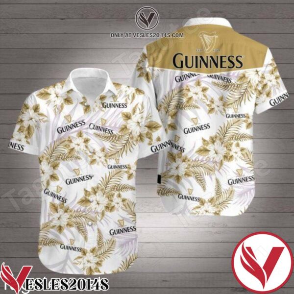 Est 1759 Guinness Yellow Tropical Floral White Hawaiian Shirt, Unique Gifts For Friends - Vesles2014S 1