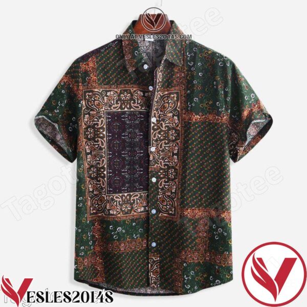 Ethnic Floral And Paisley Style Patchwork Printed Hawaiian Shirt, Unique Gifts For Friends - Vesles2014S 1