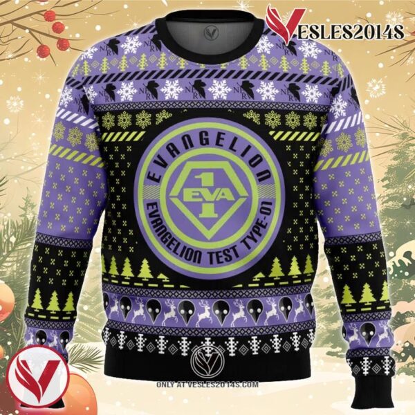Eva-01 Neon Genesis Evangelion Ugly Christmas Sweater, Unique Christmas Gift For Fans - Vesles2014S