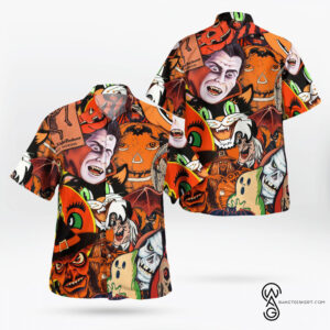 Extremely Hideous Horror Halloween Full Printing Hawaiian Shirt Funny Hawaiian Beach Gift Casual Shirt Vesles2014S