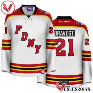 FDNY Wordmark White Customize Hockey Jersey, Trending Gifts For Fans - Vesles2014s 1