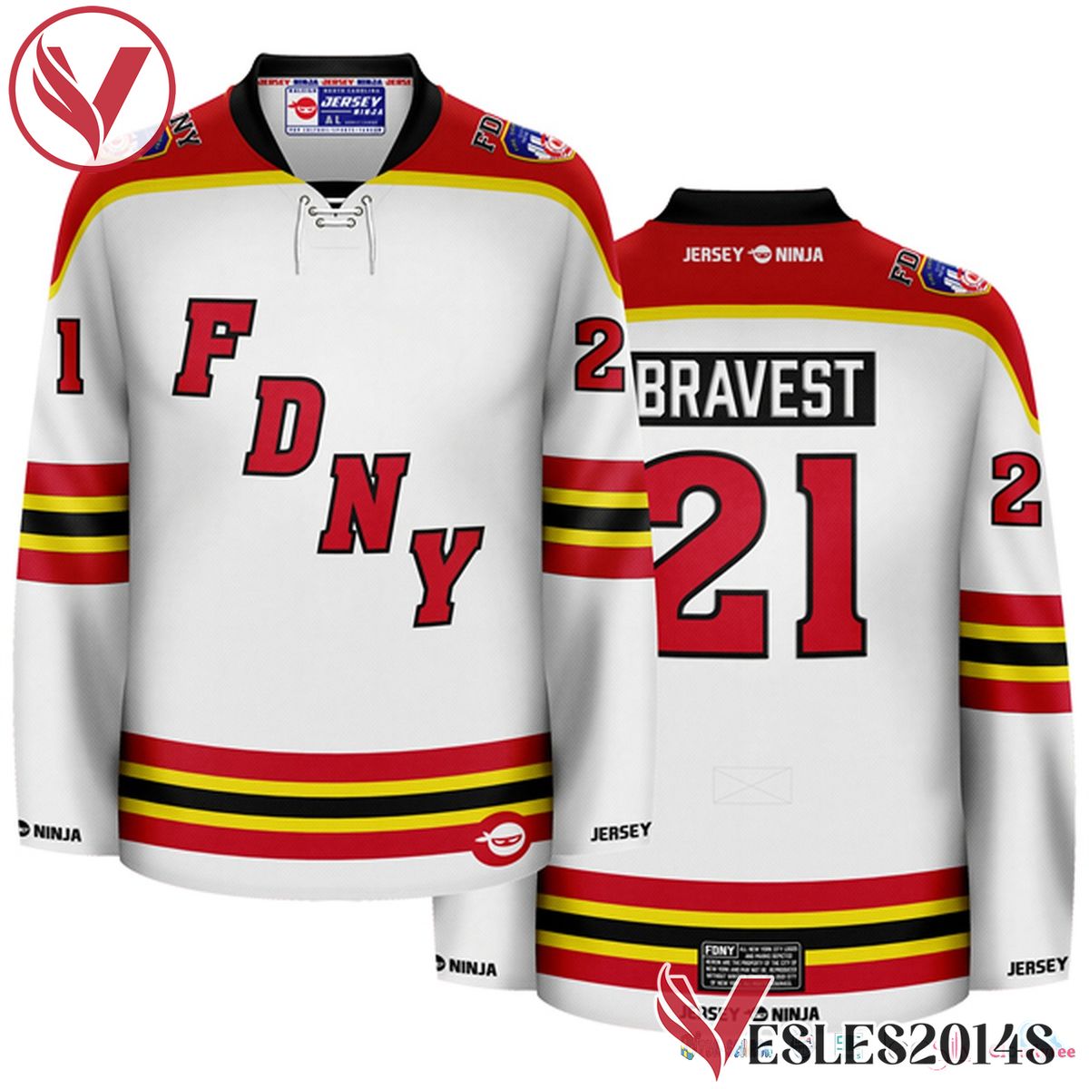 FDNY Wordmark White Customize Hockey Jersey, Trending Gifts For Fans - Vesles2014s 1