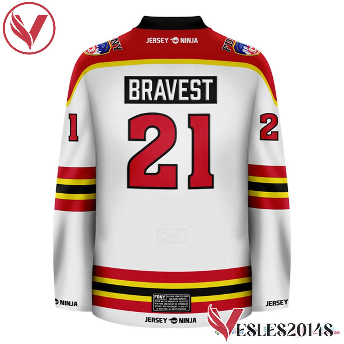 FDNY Wordmark White Customize Hockey Jersey, Trending Gifts For Fans - Vesles2014s 3