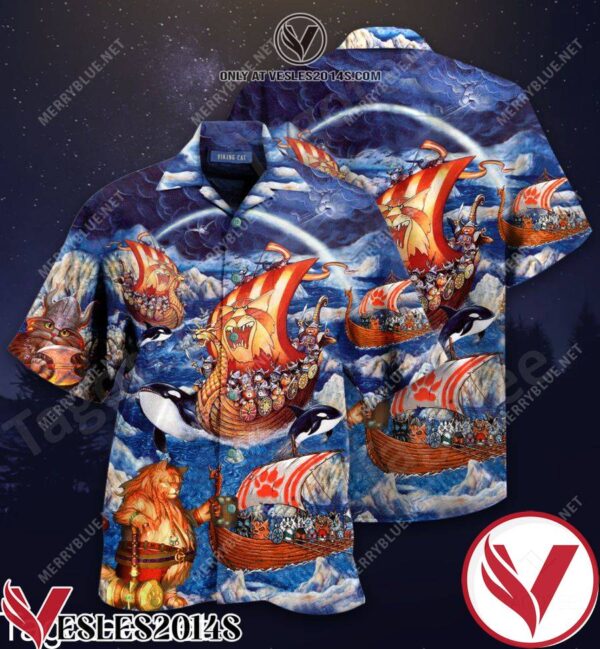 Fa-la-la Valhalla-la Viking Cats Hawaiian Shirt, Unique Gifts For Friends - Vesles2014S 1